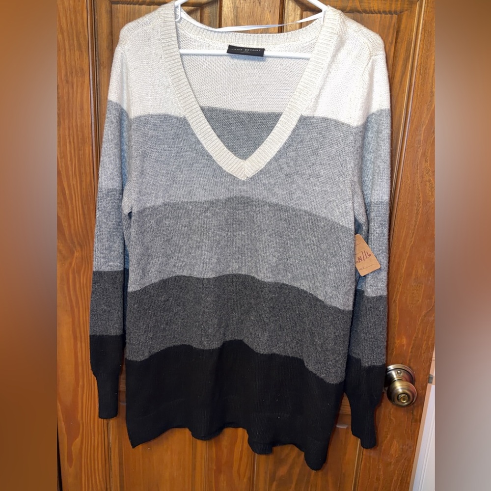 Lane Bryant Ribbed Knit Sweater in Cream